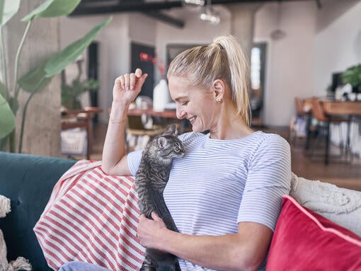 Woman with her kitten